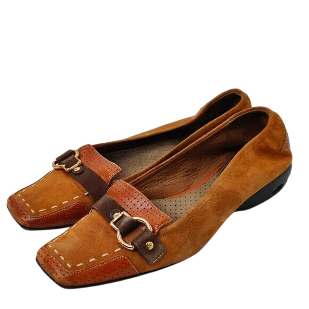 vintage Tan suede Square Flats Size US 5.5